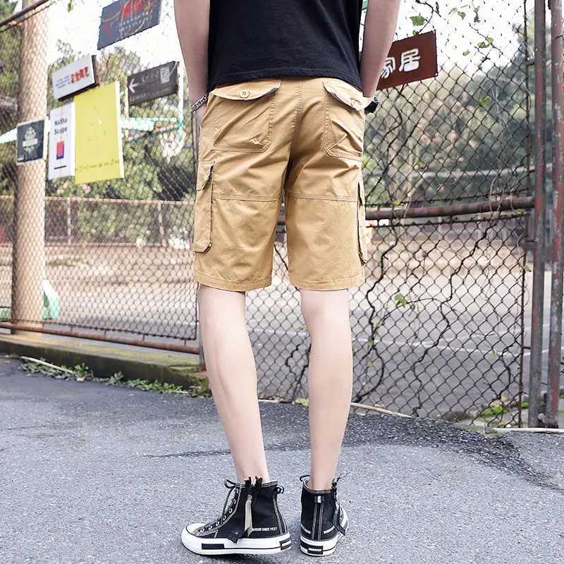 Male Bermuda Short Pants Luxury Heavy White New In Mens Cargo Shorts Elastic Waist Front Pocket Big and Tall Nylon Casual Jorts W250705