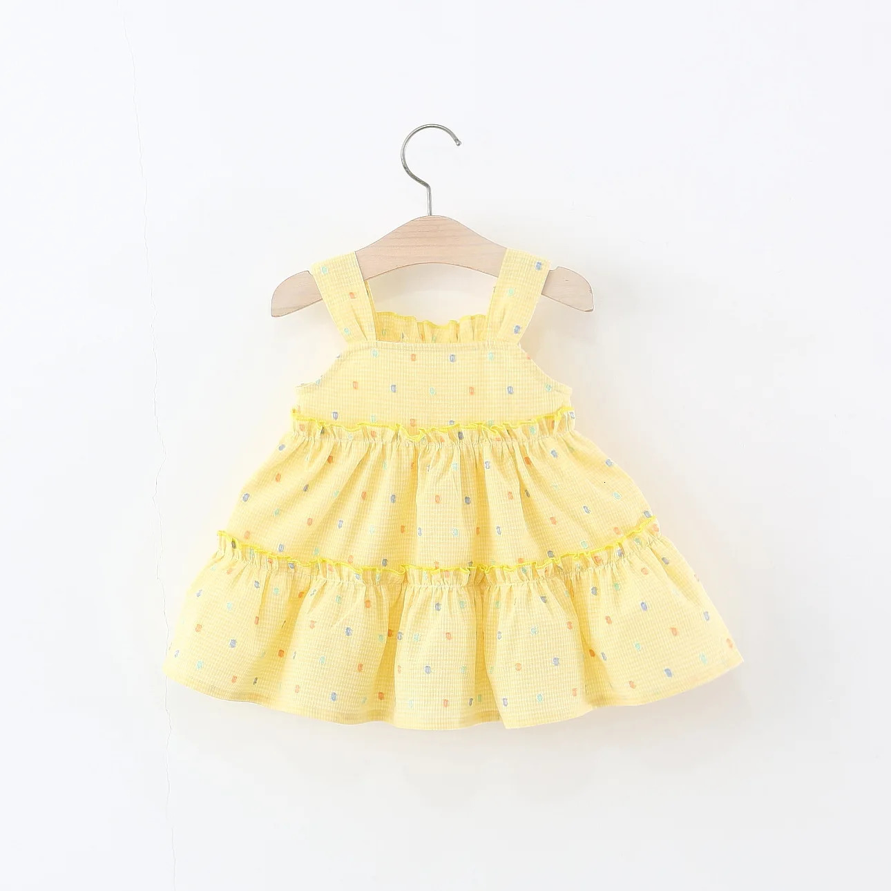 Childrens Summer Dress with Suspender Bow Jacquard Embroidery Girls Casual Princess Dress Suitable for Children Aged 0-4 250704