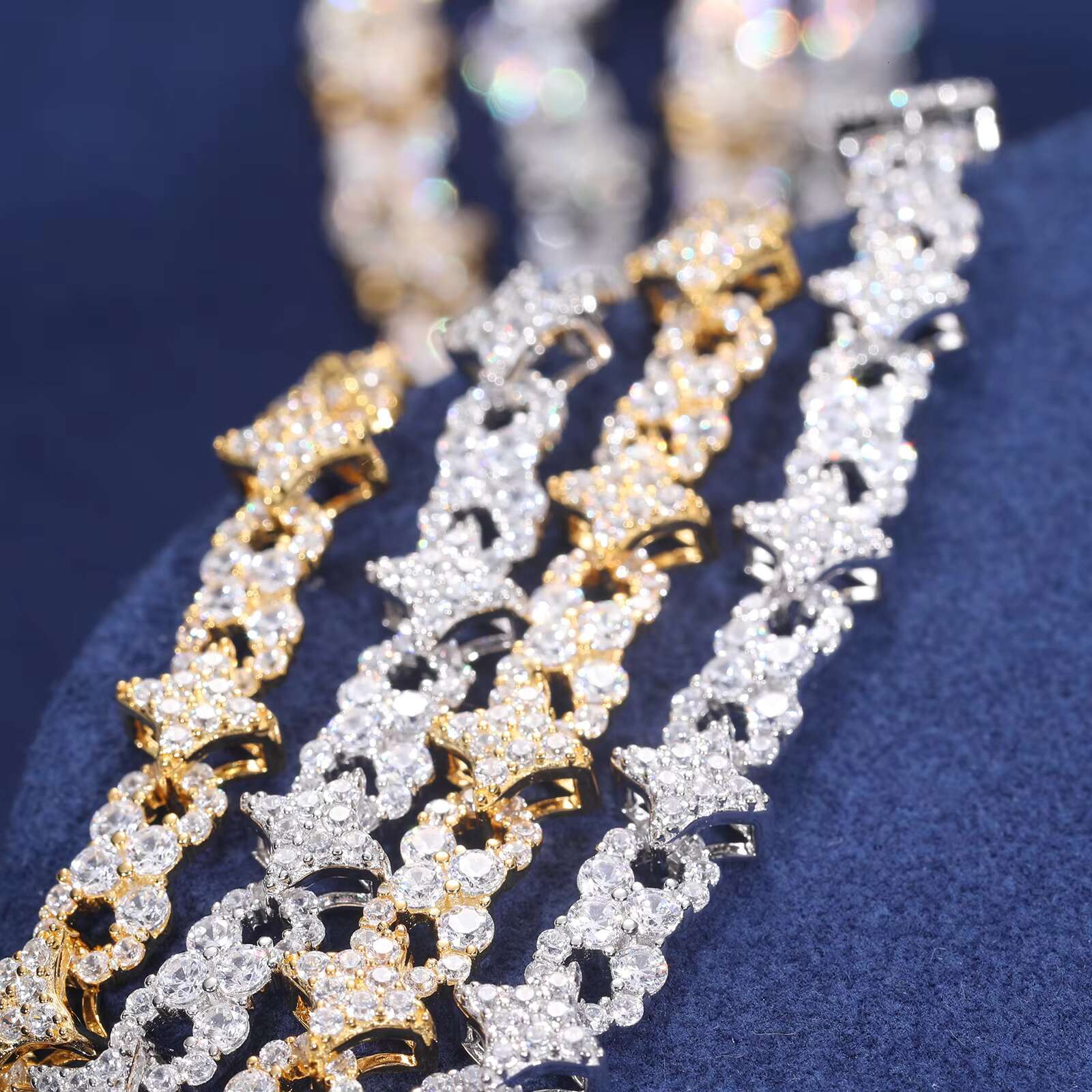 8mm 925 Sterling Silver VVS Moissanite Iced Out Infinity Star Link Bracelet for Men Fashion Daity Jewelry Pass Diamond Tester
