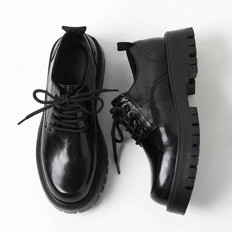 Designer Shoes Black Leather for Men Large Size Versatile Business Formal Round Toe Shoes 2135-R