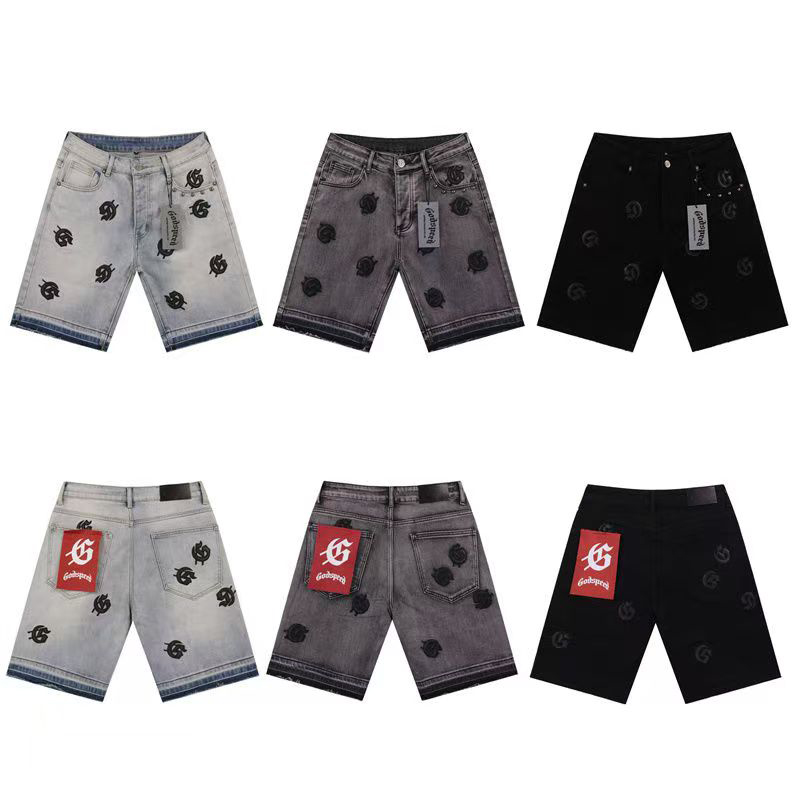 godspeed Men's Shorts Y2k Big Boy Hip Hop Cartoon Graphic Streetwear Denim Embroidery Baggy Jorts Harajuku Gym Basketball