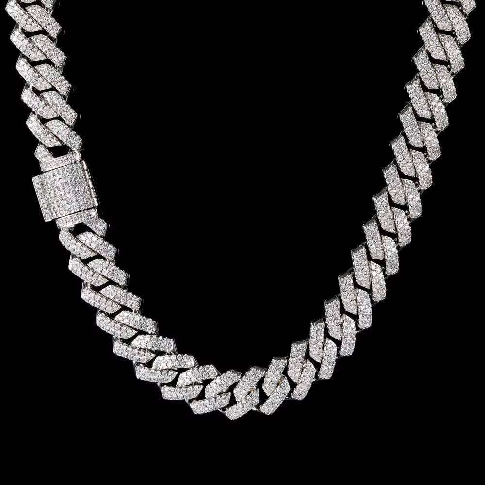 Nuoya 14mm Hip Hop Fine Jewelry Micro Pave Shiny Womens Iced Out Dia Bling Zirconia Cuban Chain Necklace
