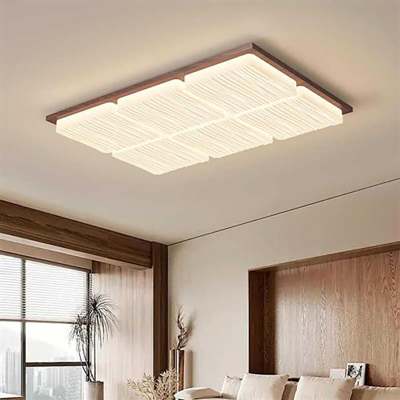 Middle Ancient Style Ceiling Light - Solid Walnut Wood Living Room Chandelier with Creamy Wind Design Lamp Elegant Main Lighting for Modern Homes