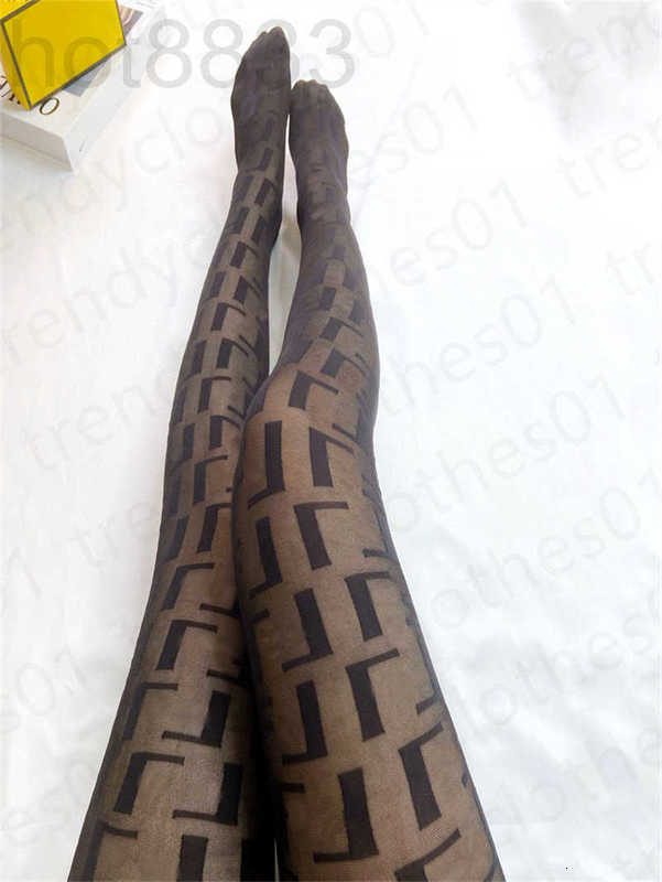 Socks & Hosiery Designer Ff Womens Sexy Velour Letter Tights Stockings Fashion Tulle Thin Lace Silk Tight See Through Women Luxury Elastic Woman Underwear 7bf 8CL8
