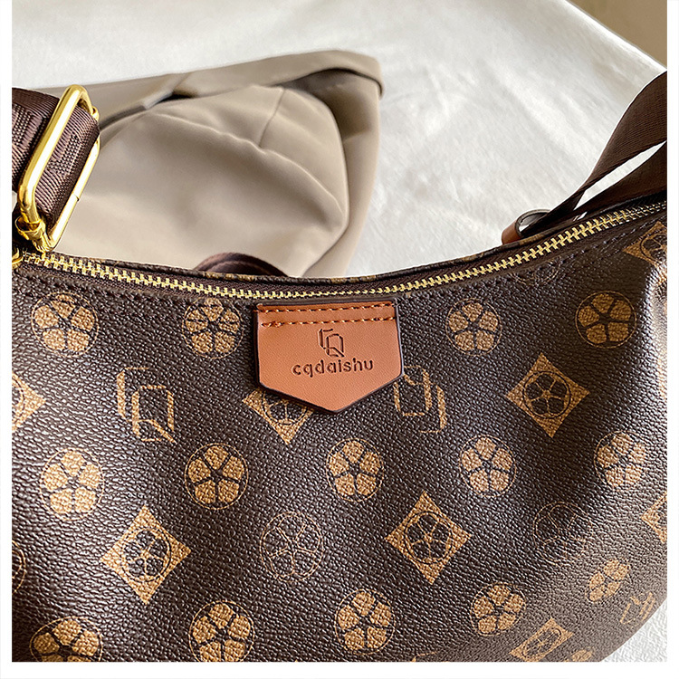 New Elegant High Beauty Large Capacity Dumpling Bun for Women Fashionable and Versatile Printed Single Shoulder Crossbody Bag