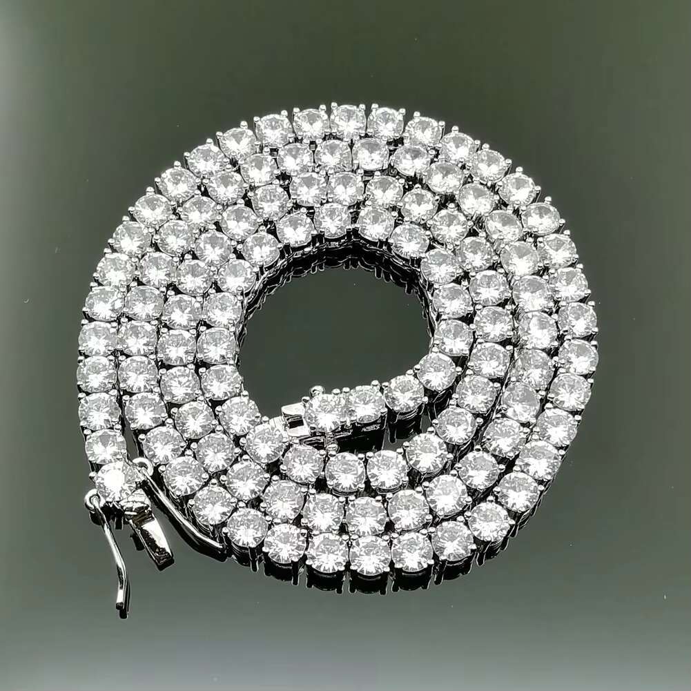 European American Trendy Brand Necklace Full Diamond Geometric Tennis Chain Rock Alloy Cross-shaped Gold Zircon Wedding Gift