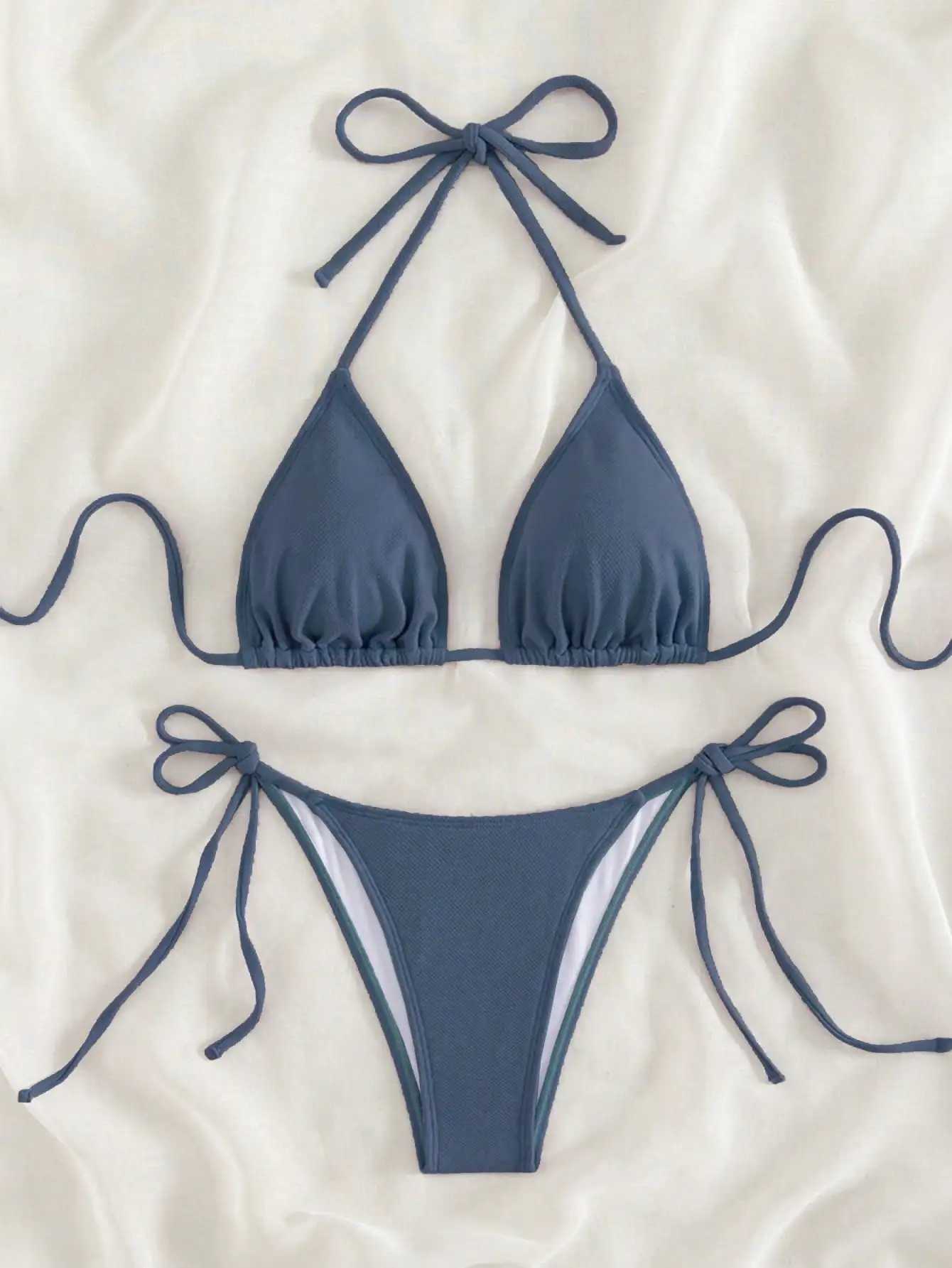 Summer white mi-grid bikini set sexy mature spring seaside photo shoot suitable for women XJ250624