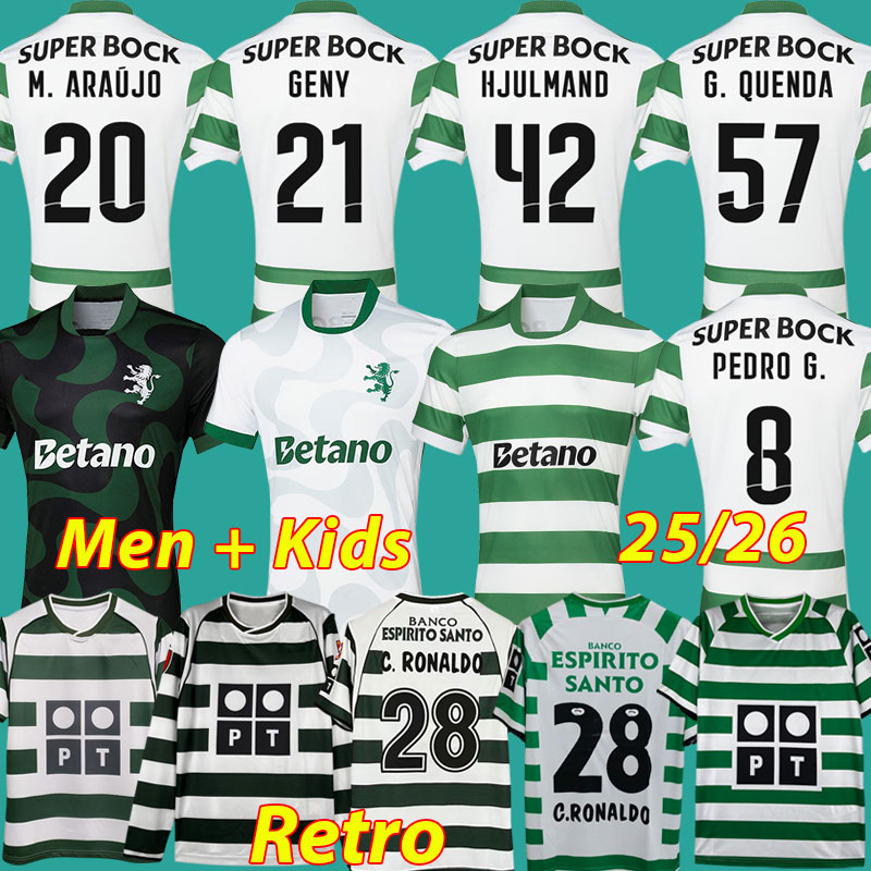 25 26 Sporting CP Lisbons retro soccer jerseys ronaldo Marius Niculae Pinto 2001 2002 2003 2004 2024 2025 2026 Vintage shirts 01 02 03 04 Lisboa C.RONALDO Men Kids Kits