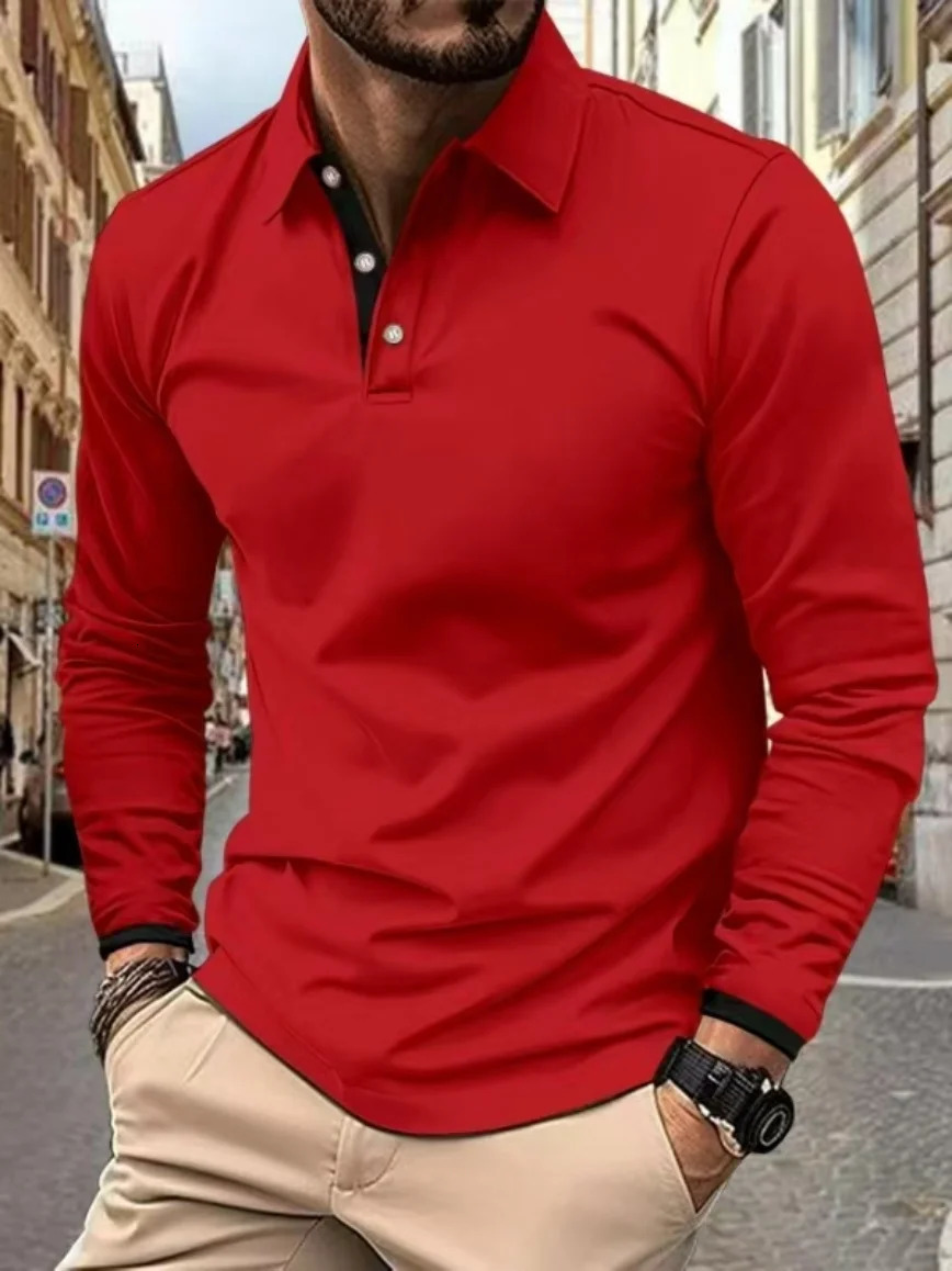 Spring and Autumn long sleeve slim sports POLO polo shirt golf men high quality fashion casual sports jacket 250704