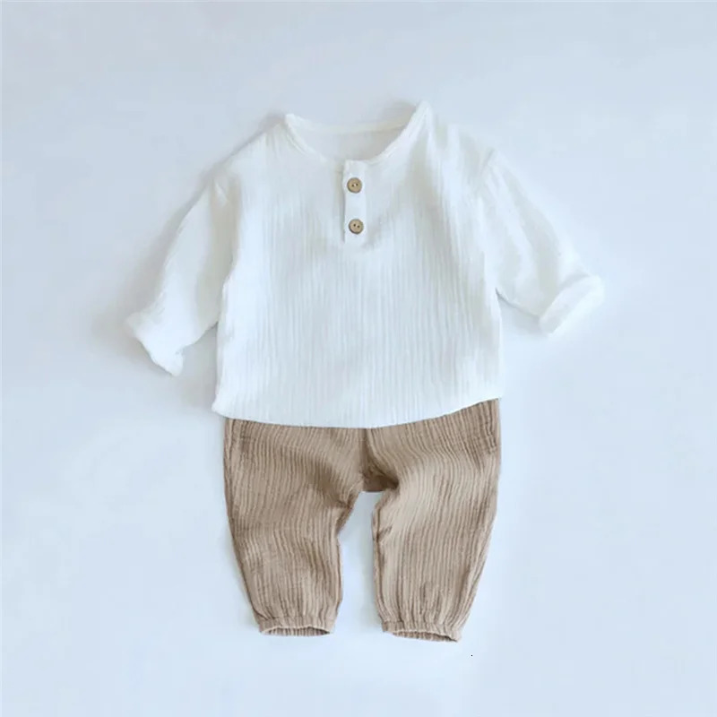 2Pcs Organic Cotton Kids Baby Sets Spring Summer Solid Tshirt Top Pant Casual Toddler Boy Clothing 250729