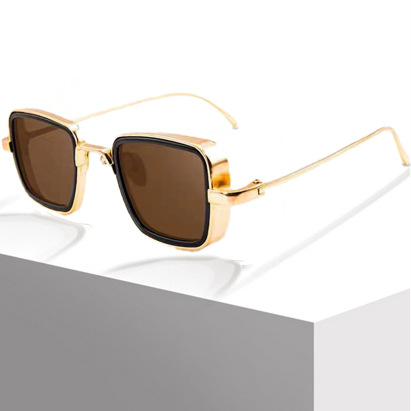 CB Steampunk Sunglasses Retro Brand Shades Men Women Sun Glasses UV400 Square Vintage Thick-Edged Metal Frame Trendy Stylish Millionaire