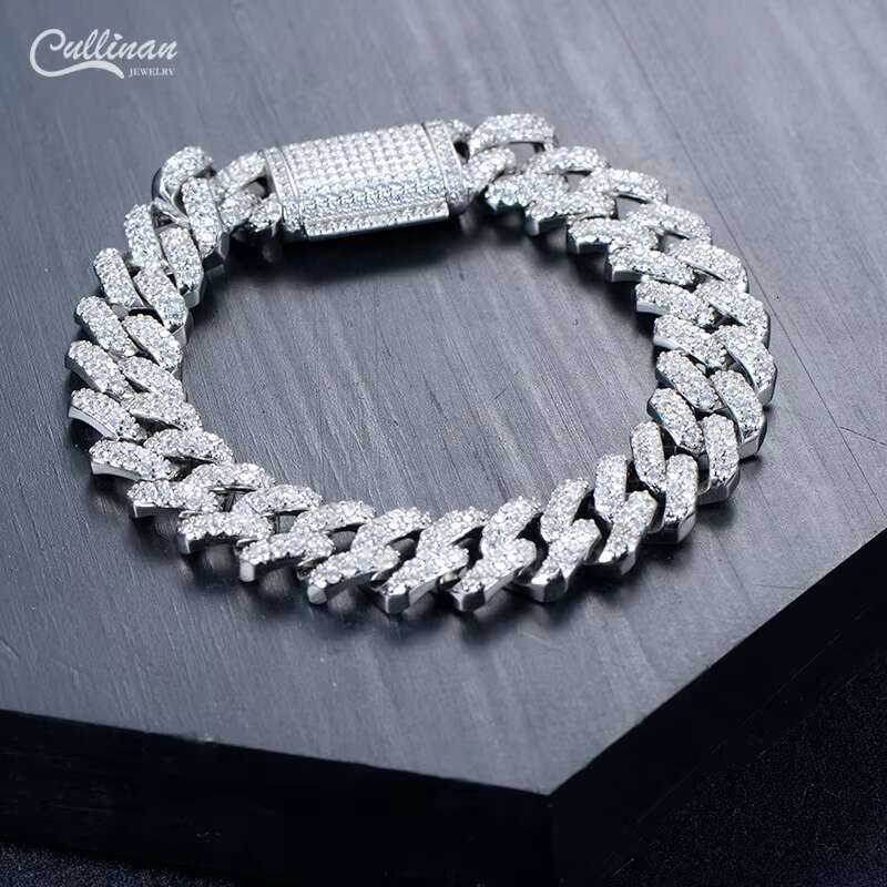 Gold Plated Iced Out Miami Cuban Link Chain Bracelet Crystal Zirconia High Quality Charm Punk Bracelet Mens Accessories