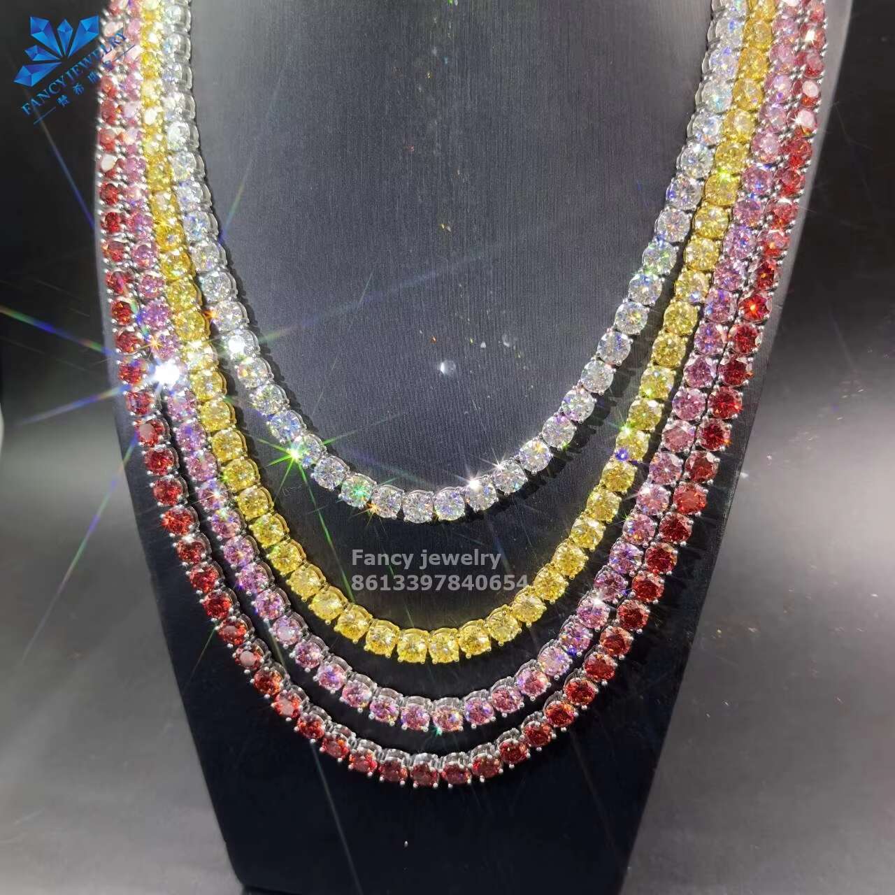 2mm 3mm 4mm 6.5mm Moissanite 925 Sterling Silver Gold Plated Men Necklace Iced Out Jewelry Diamond Moissanite Tennis Link Chain