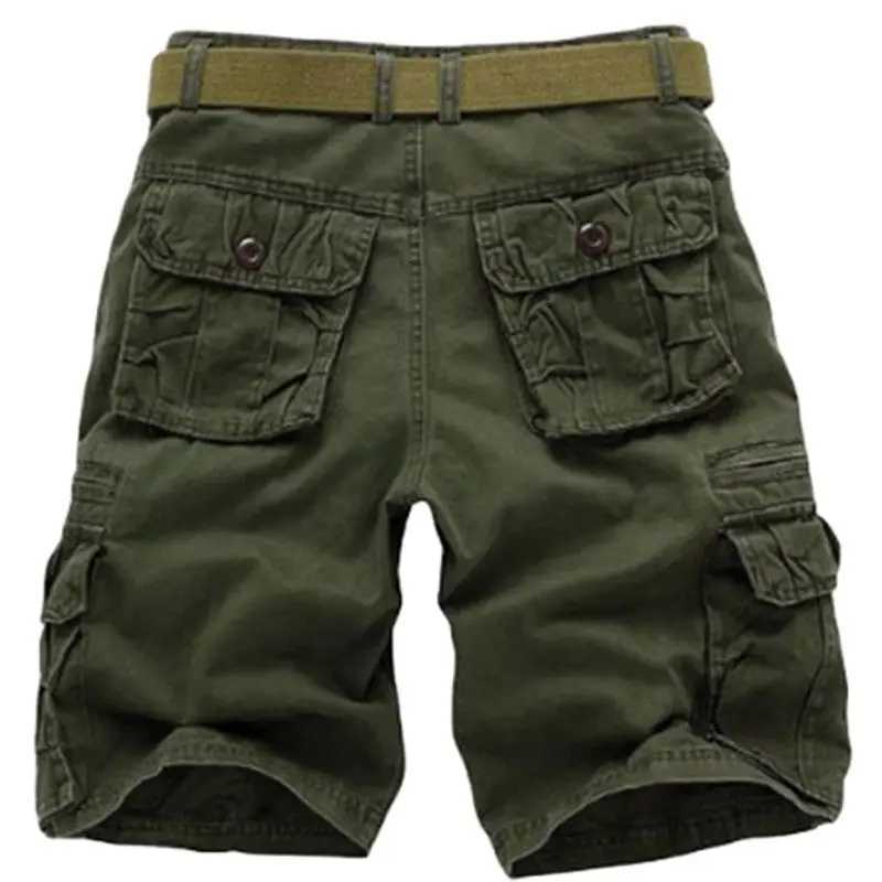 Summer Casual Shorts Men Cotton Cargo Shorts Mens Multi Pocket Knee Length Pants Fashion Streetwear Shorts for Men Without Belt W250705