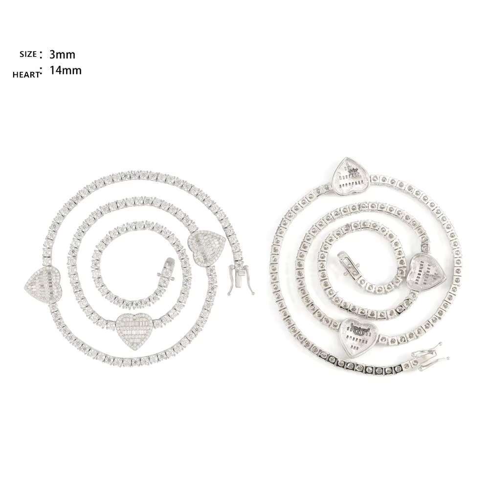 Luxury Moissanite Hearts Tennis Bracelet for Women Rhodium Plated Sterling Silver & VVS Cut