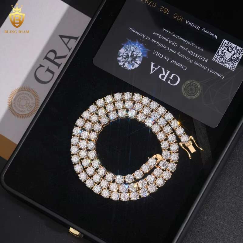 5mm Tennis Chains Bracelet Necklace Hip Hop Jewelry 925 Sterling Silver Vvs1 Moissanite Iced Out Gra Certificate