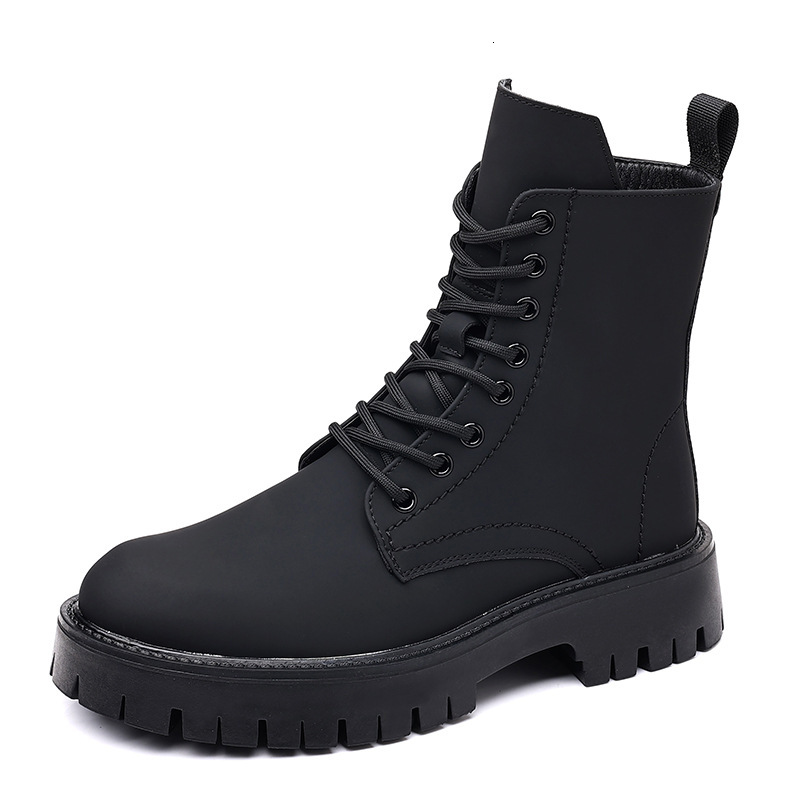 Designer Shoes Men's Martin Boots Autumn Winter New Mid-top Work Height-increasing Men's Leather Boots 3301-R