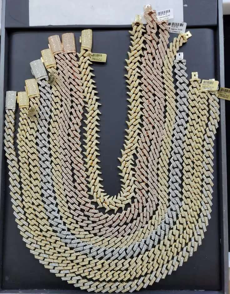 Wholesale Price Moissanite Cuban Chain Moissanite Gold Plated Necklace Cuban Chain Necklace Charm Pendant Ring Watches