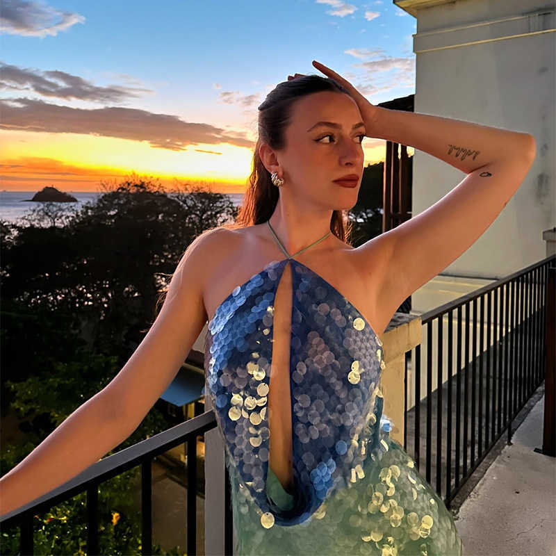 Fashion Evening Dress Sequin Dress 2025 Summer Women's New Elegant Sequin Dress