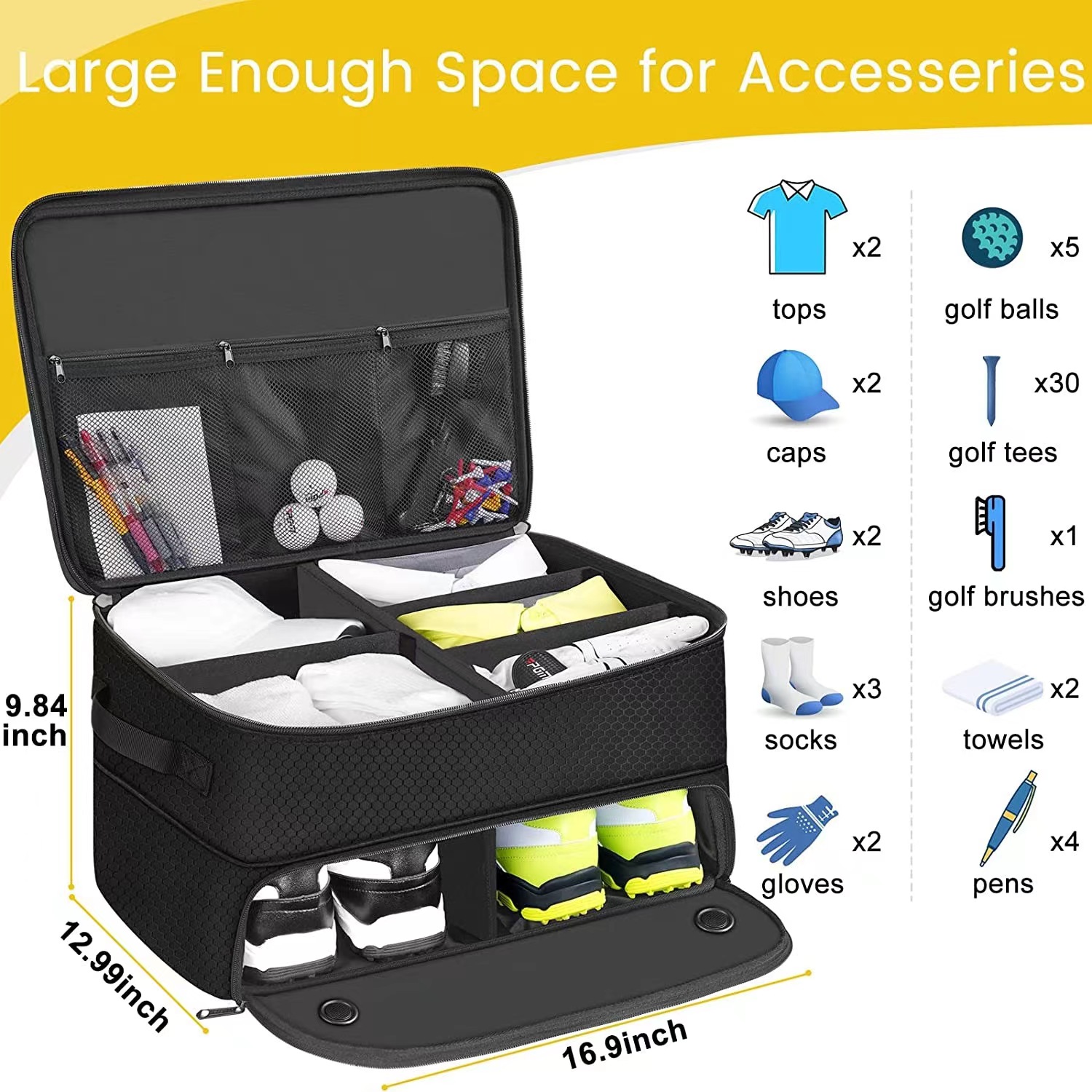 vehicle compatible car boot golf bag with storage pockets portable accessory organizer