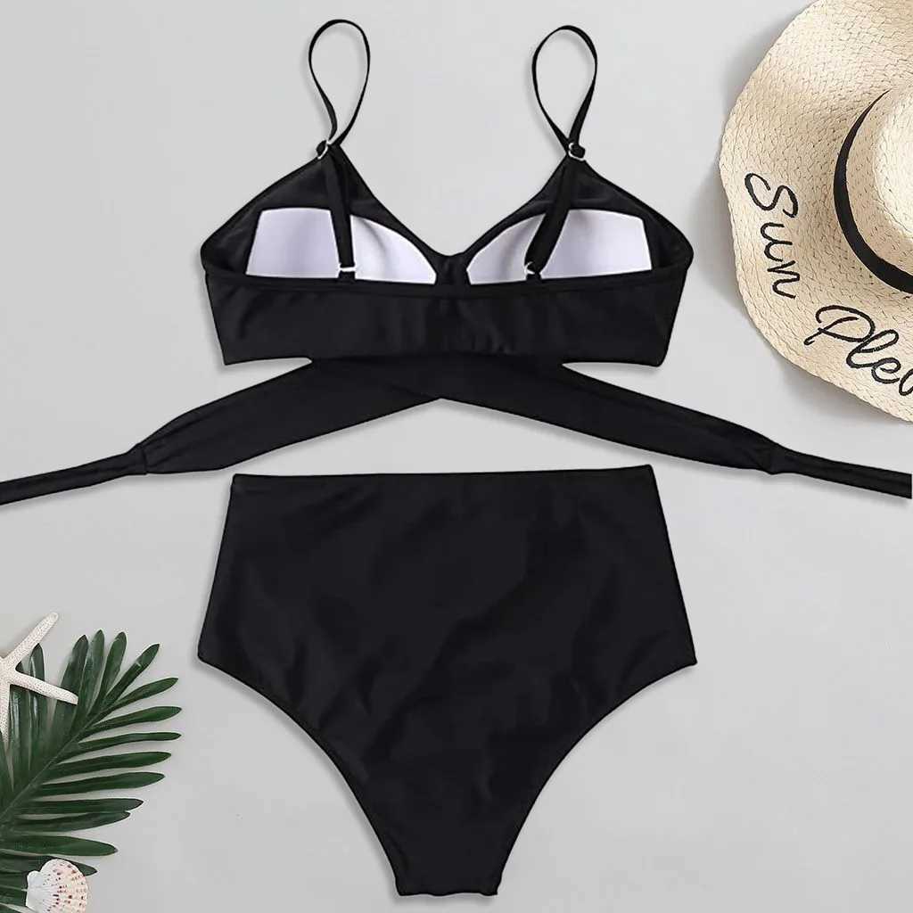 Black Swimsuit Padded Push Up Beach Wear Bikini Swimwear Women 2025 Female Bathing Suit High Waist Swimming Suit Biquini XJ250624