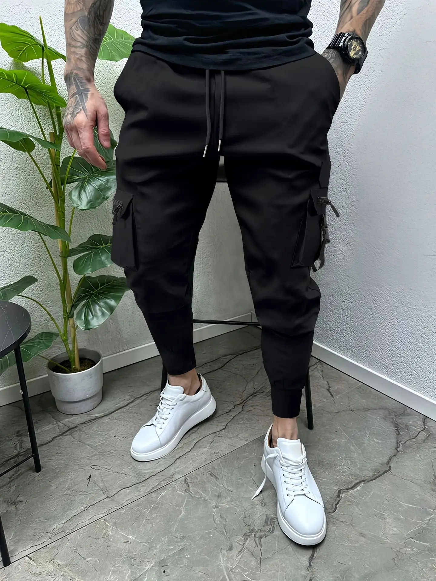 Spring and Autumn men casual multi-pocket slim foot overalls Fashion high street anti-wrinkle outdoor sports trend pants 250704