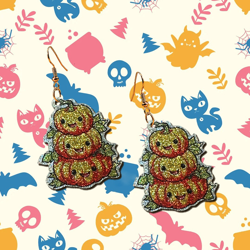 1 Pair Pumpkin Head Earrings Cute Funny Halloween Celebration Party