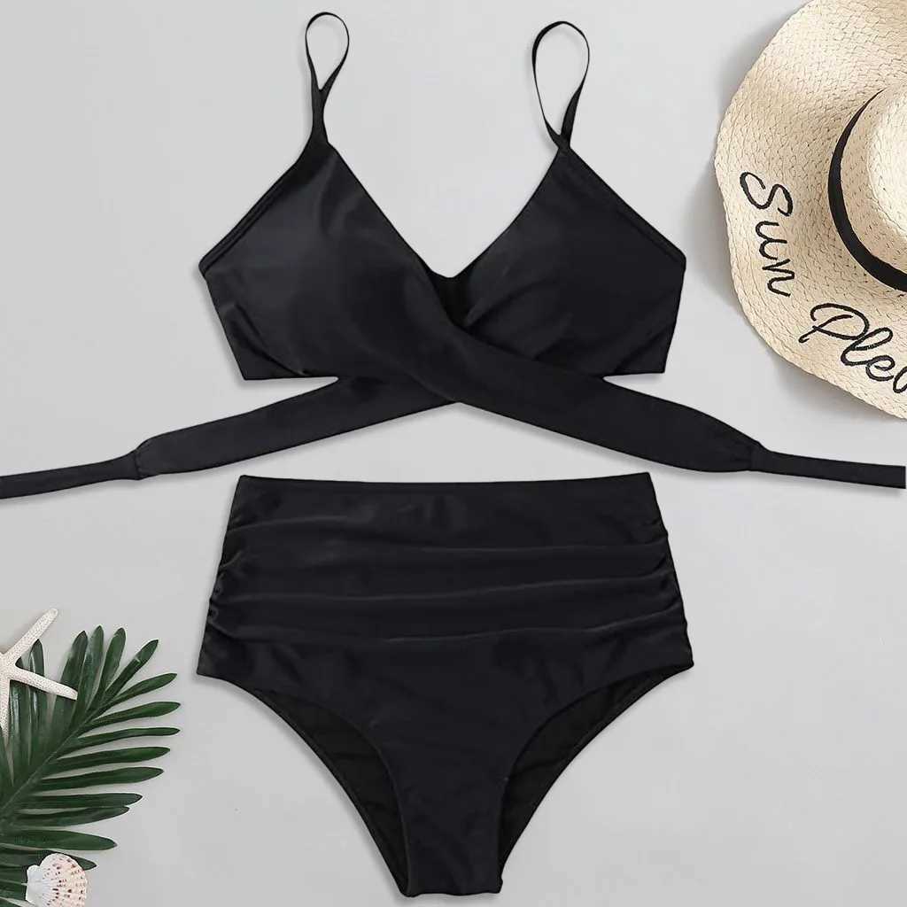 Black Swimsuit Padded Push Up Beach Wear Bikini Swimwear Women 2025 Female Bathing Suit High Waist Swimming Suit Biquini XJ250624