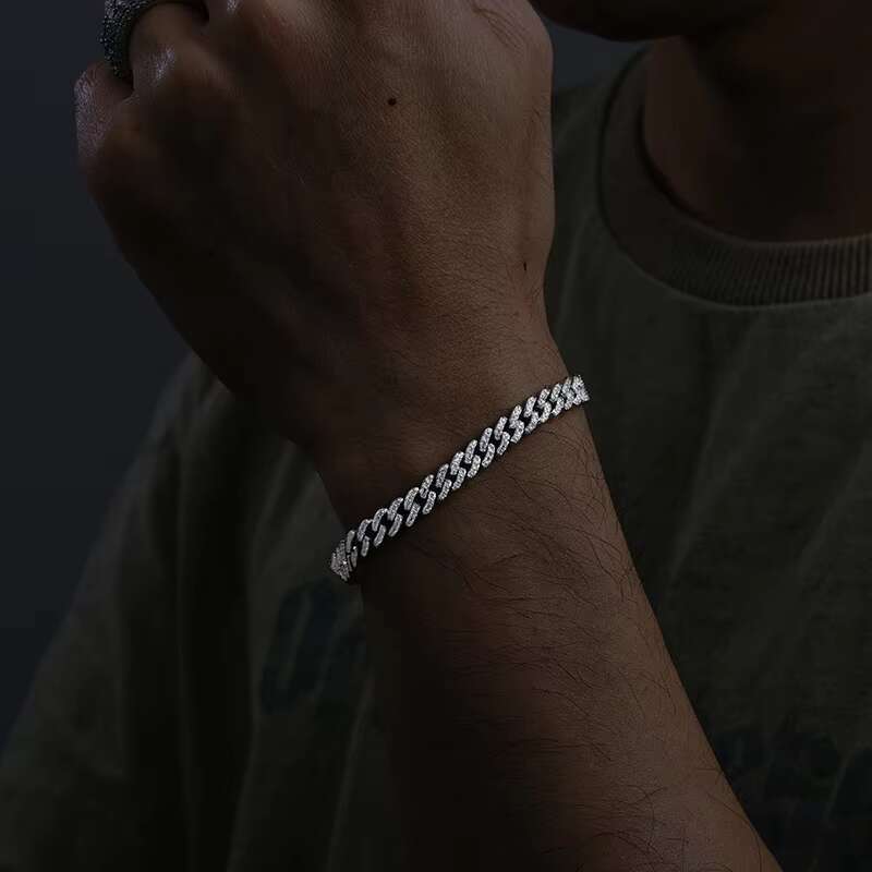 6mm 925 Sterling Silver VVS Moissanite Iced Out Cuban Link Bracelet Unisex Hiphop Jewelry Luxury Bling