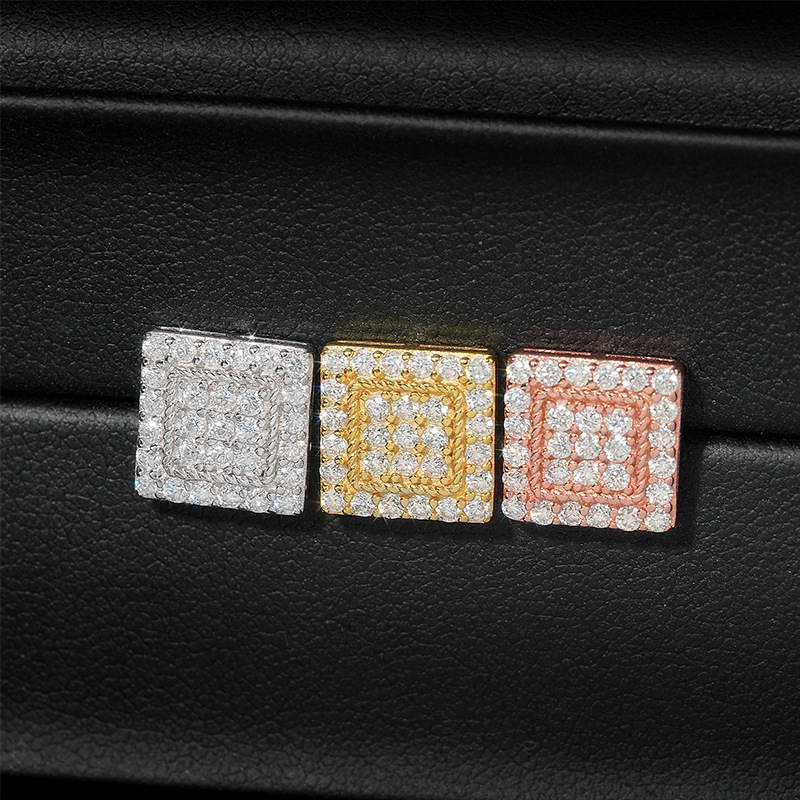 Luxury Hip Hop Jewelry High Quality Ear Studs 925 Sterling Silver VVS Moissanite Diamond Stud Earring for Women
