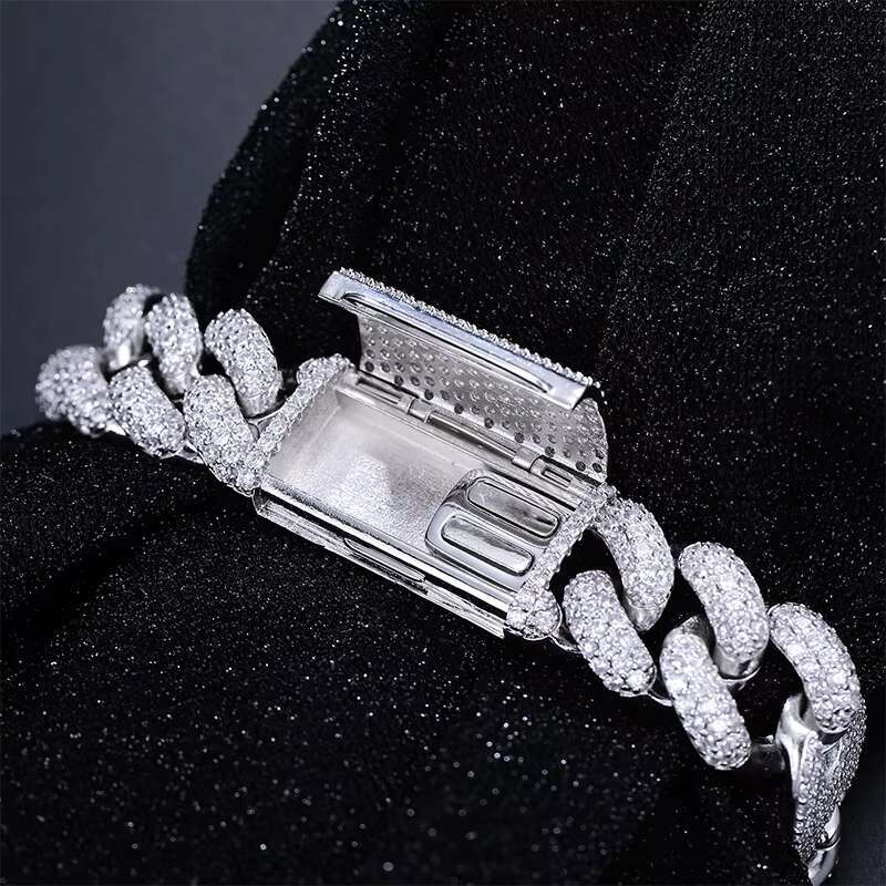 Luxury Bling Rock Hiphop Jewelry 18mm 925 Sterling Silver GRA Tested VVS Moissanite Iced Out Cuban Link Men Bracelet