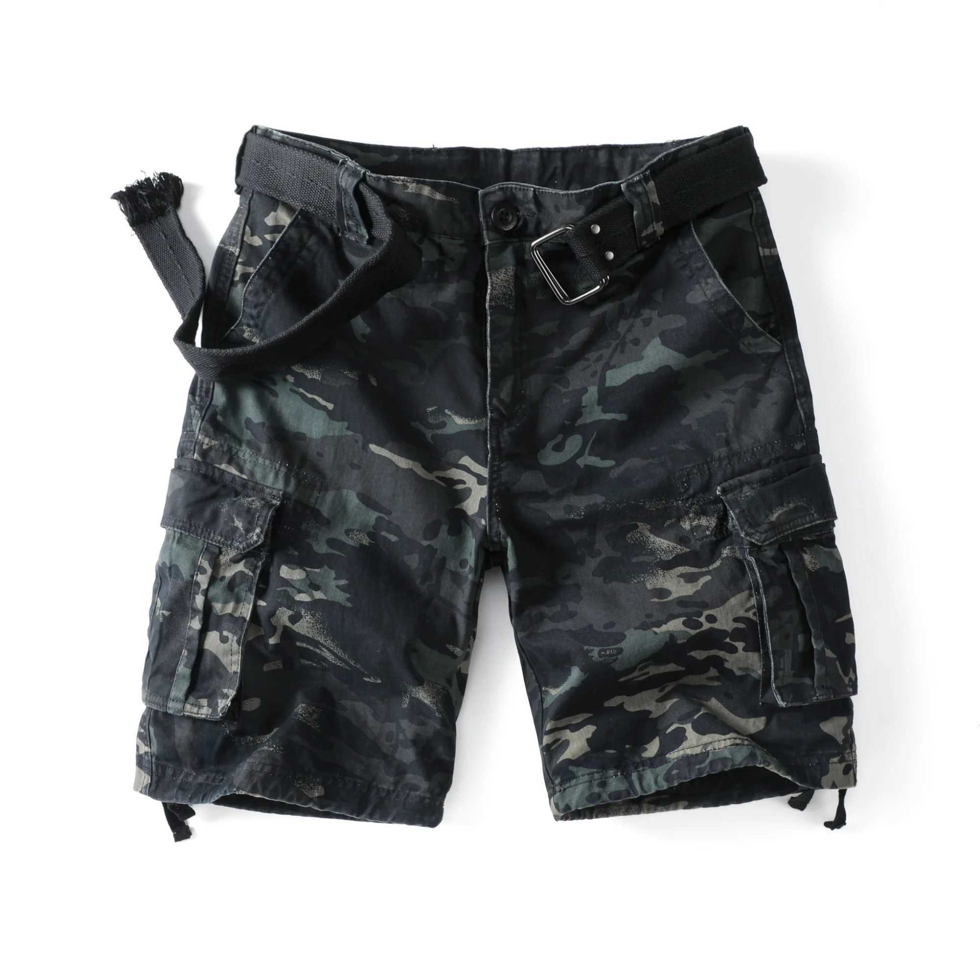 Mens Camo Cargo Shorts for Men Cotton Casual Outdoor Work Relaxed Fit Shorts with Multi-Pockets without Belt W250705