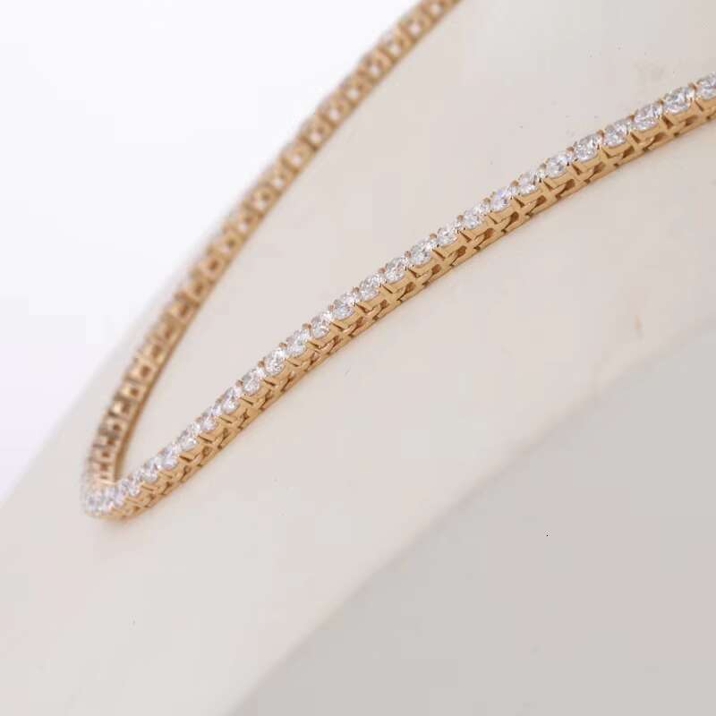 Starsgem S925 Silver Chain Tennis Necklace Round Cut DEF Moissanite Fashion Jewelry