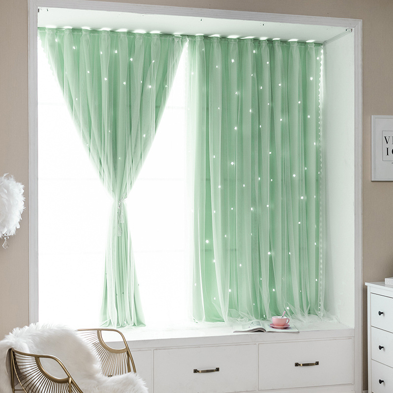 YL-36072 Velcro curtain bedroom blackout free punch installation self-adhesive short sunshade curtain foreign trade