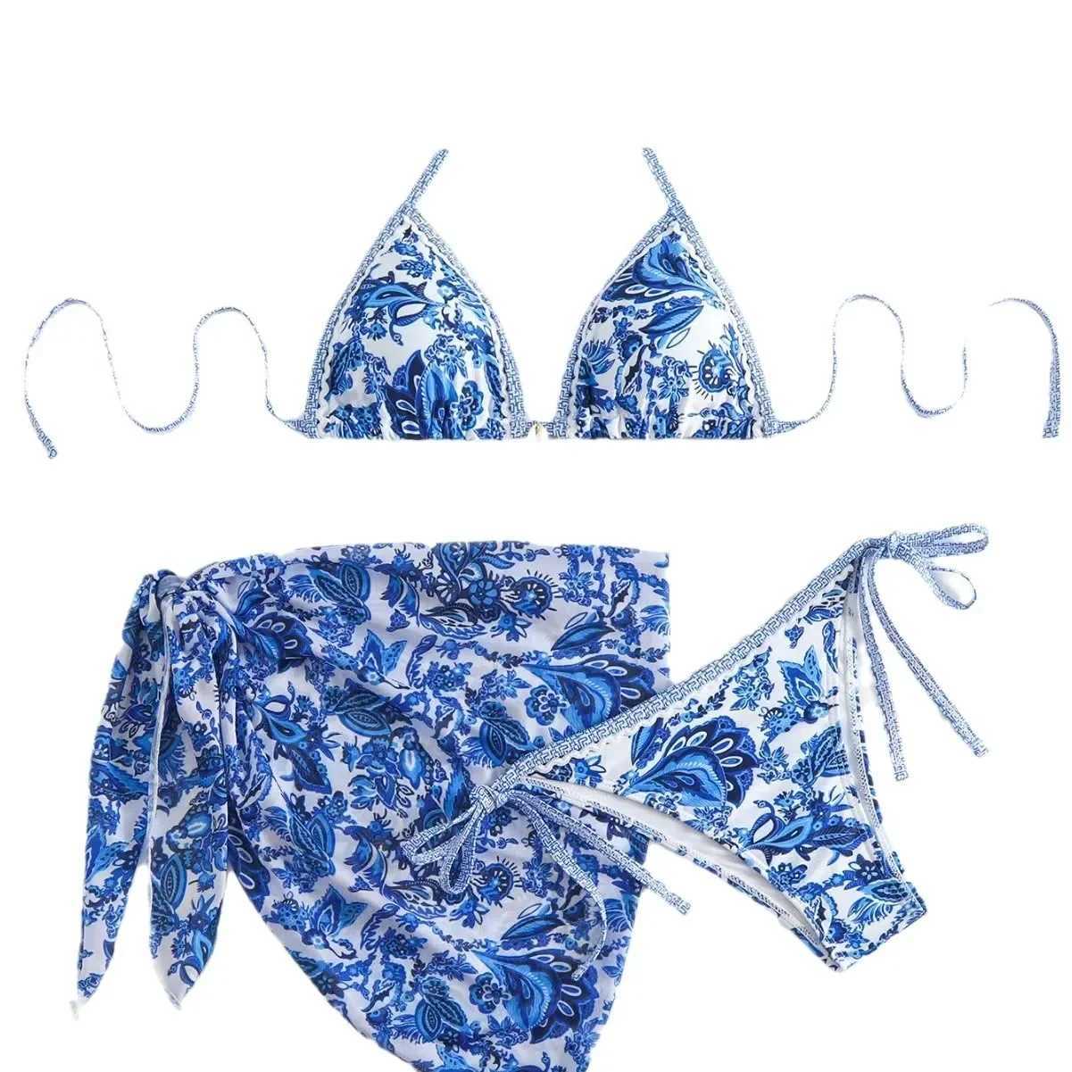 Sexy Bikini Swimwear Print Triangle Cup Separate Design Cross-Border New Model Sportswear And Accessories from Mainland China XJ250624