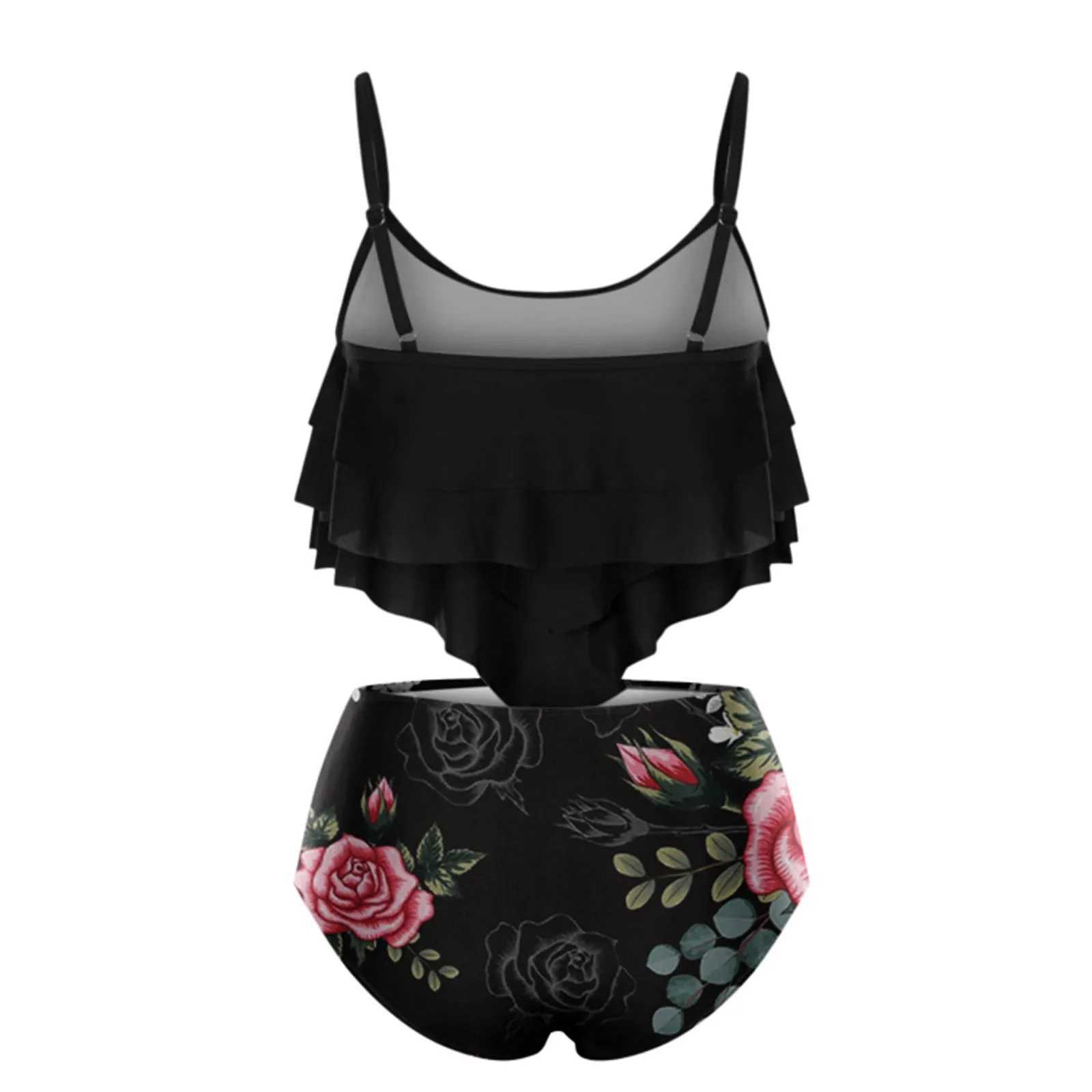 Bikini High Waist Bikini Floral Print Tankini Swimsuit Brazilian Ruffle Swimsuit Large Size Swimwear Women Bathing SuitsXJ250624