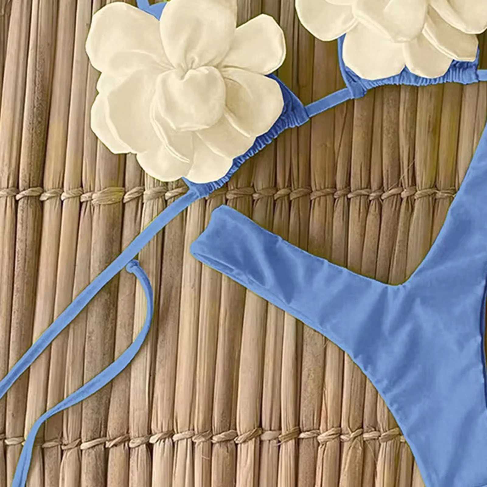 Vacation Swimwear Set Ruffle Trim Halter Bikini Set Womens Summer Swimming Suit Beachwear XJ250624