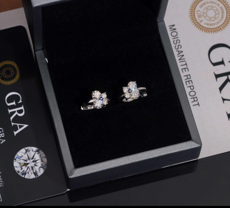 High Quality Moissanite Jewelry Pass Diamond Tester Hip Hop Earrings Butterfly 925 Silver Moissanite Diamond Earrings