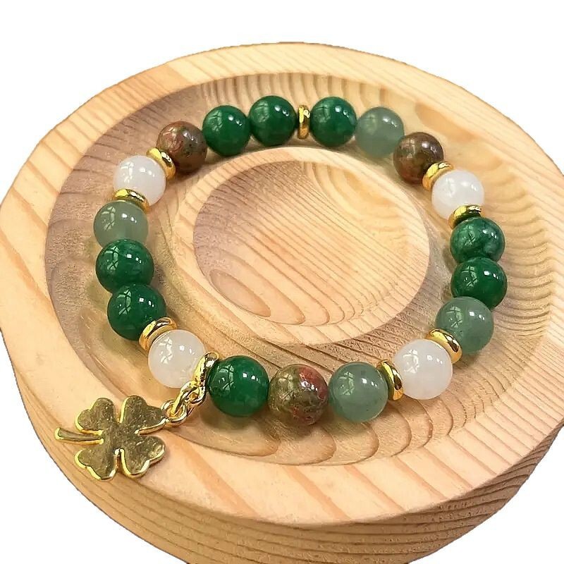 Unique Versatile Trendy Green Beaded Bracelet Natural Forest Style Women's