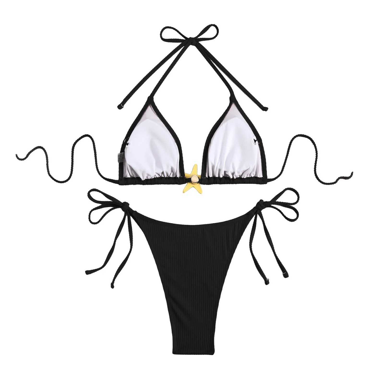 2025 Summer Short Dress Split Swimsuit WomenS 2 Piece Decor Bikini Tie Side Bathing Suit Ruffle Beach Wear Summer XJ250624