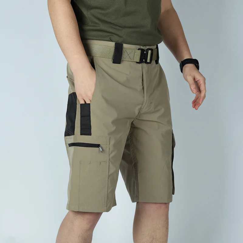 Military Green Outdoor Work Pants Mens Camouflage Solid Color Training Shorts Summer Multi-Mouth Bag Military Style Shorts W250705