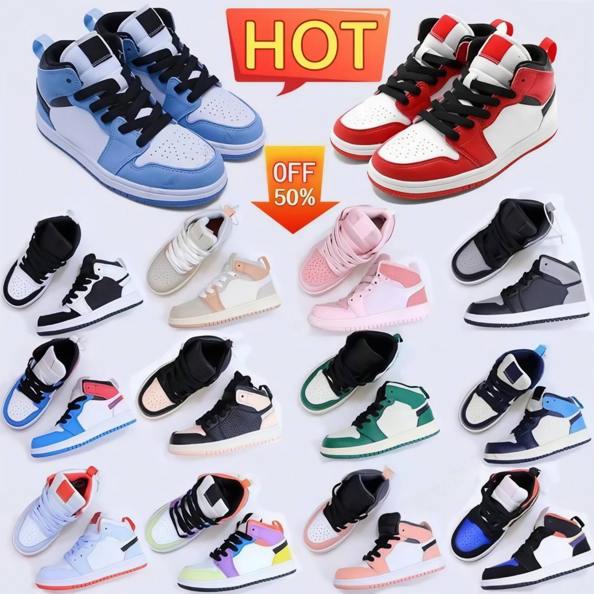 1s kids shoes 1 toddlers sneakers boys basketball youth Blue Green Black White pink trainers designer baby Children Sports shoe