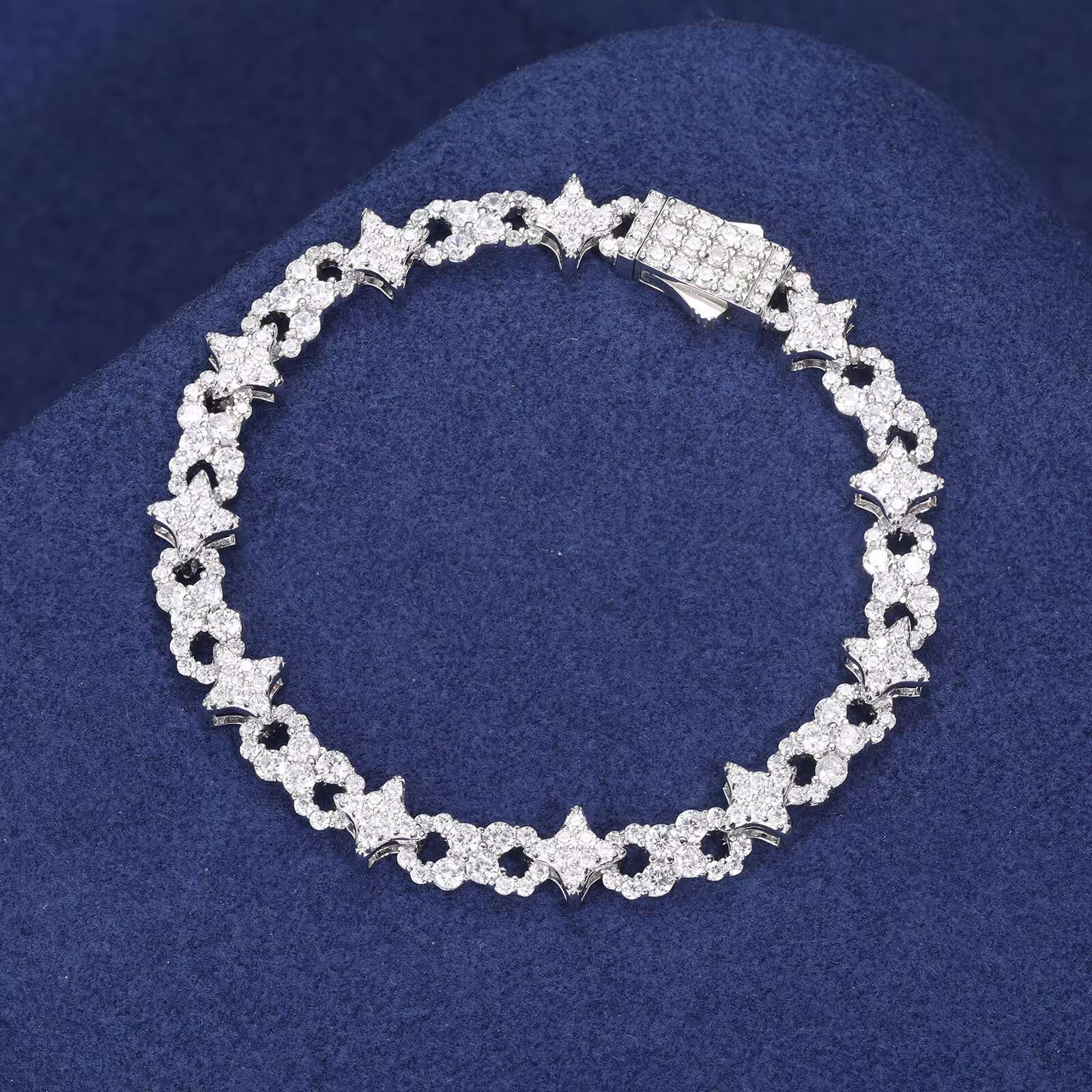 8mm 925 Sterling Silver VVS Moissanite Iced Out Infinity Star Link Bracelet for Men Fashion Daity Jewelry Pass Diamond Tester