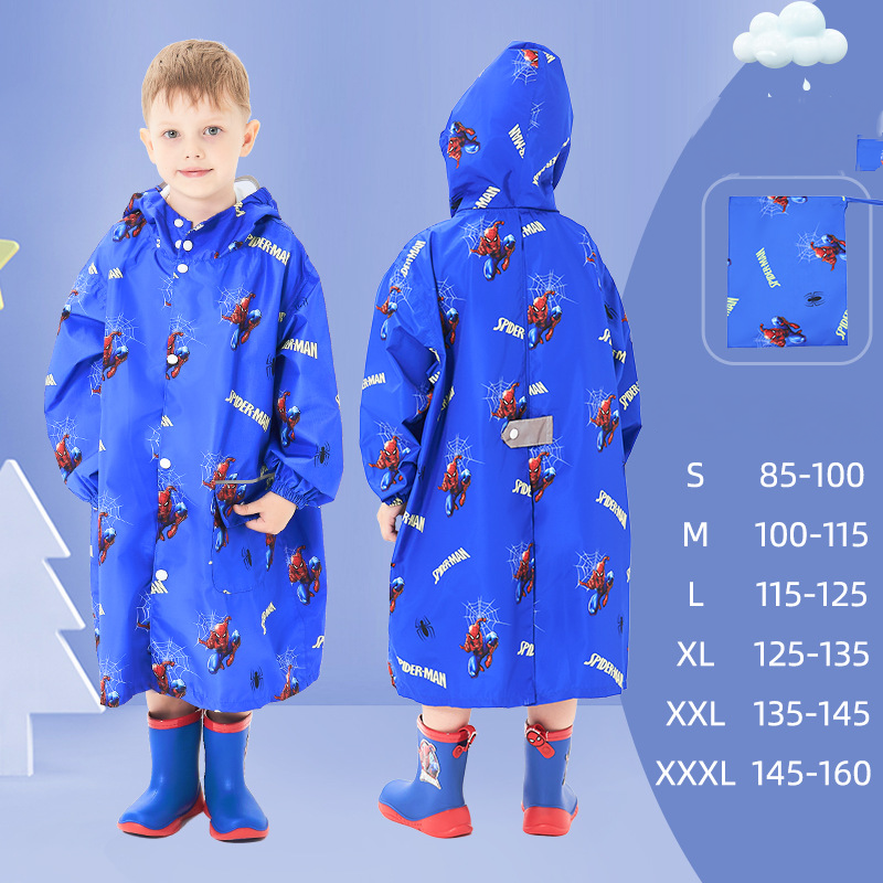 Disney Unisex Raincoat for Boys and Girls Children's Raincoat with PU Adhesive Elsa Girl Student Raincoat Wind and Rainproof Comfortable and Soft