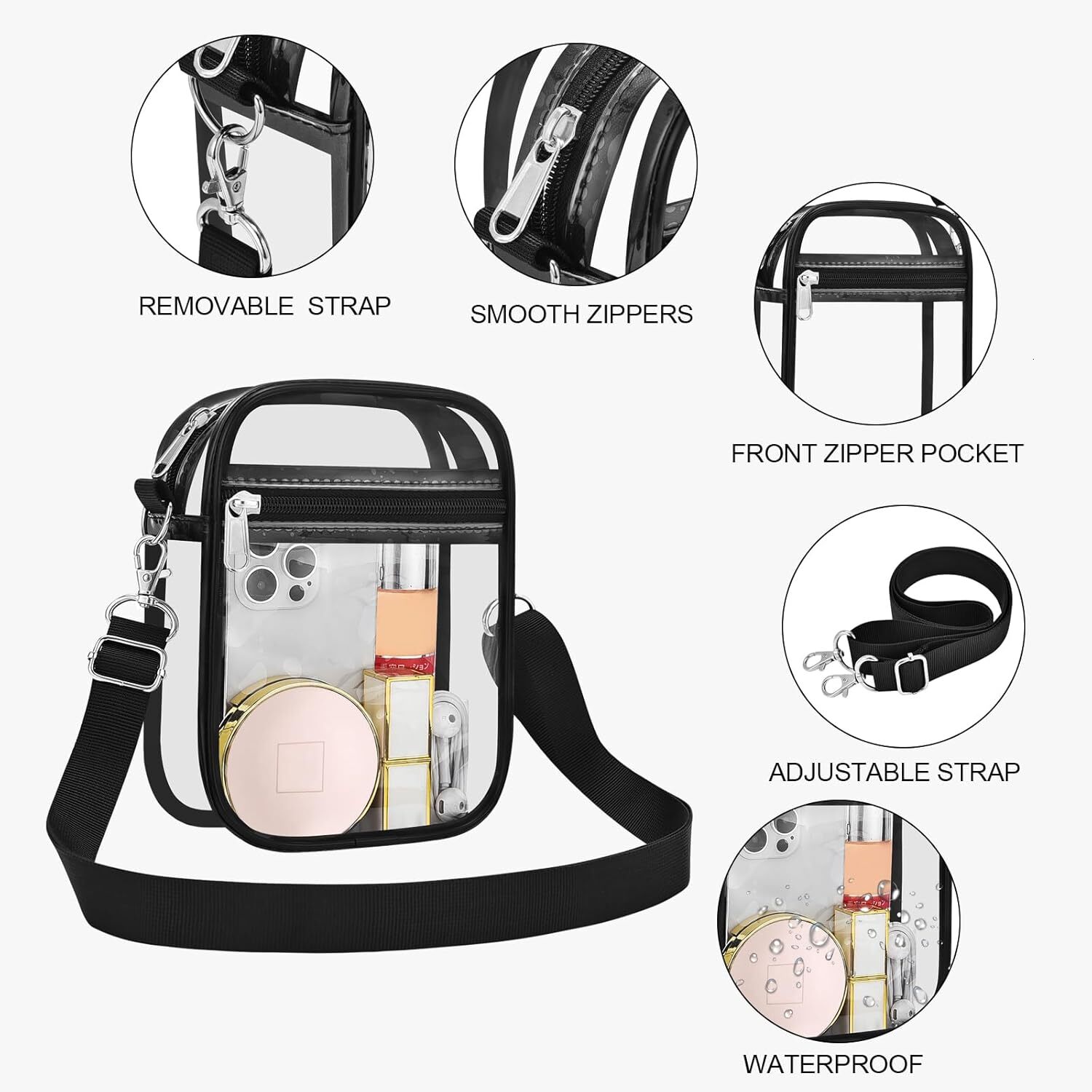 DHYMX Clear Purse Stadium Approved CrossBody designer bag Bag for Men and Women Support customization
