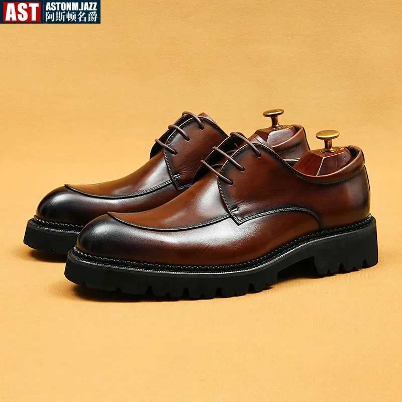 Luxury Mens Oxford Genuine Leather Shoes Black Brown Classic Shoes Brogue Lace Up Dress Wedding Office Business Men Formal Shoes W250705