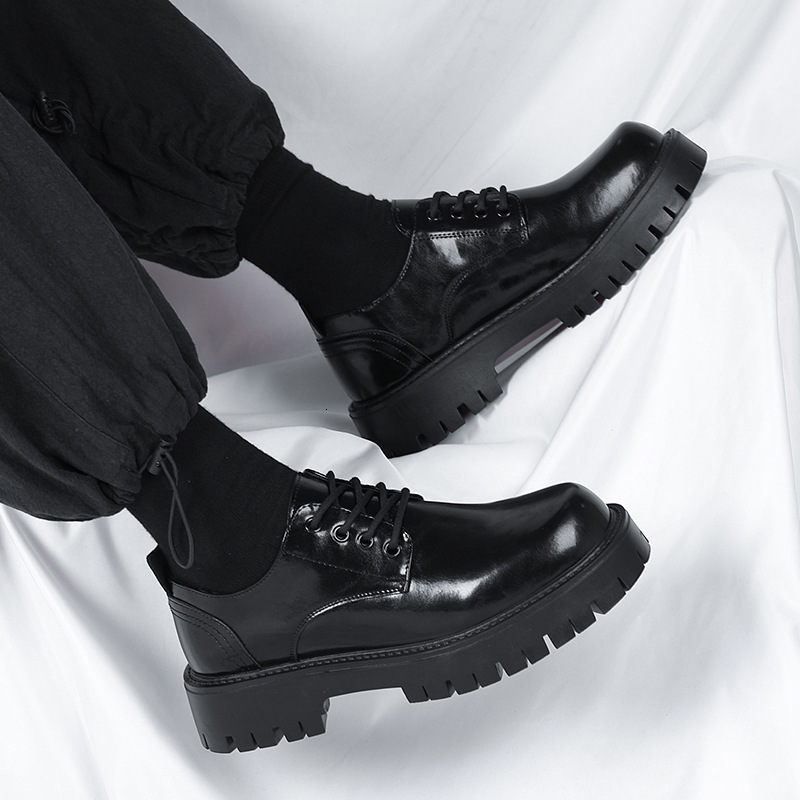 Designer Shoes Black Leather for Men Large Size Versatile Business Formal Round Toe Shoes 2135-R