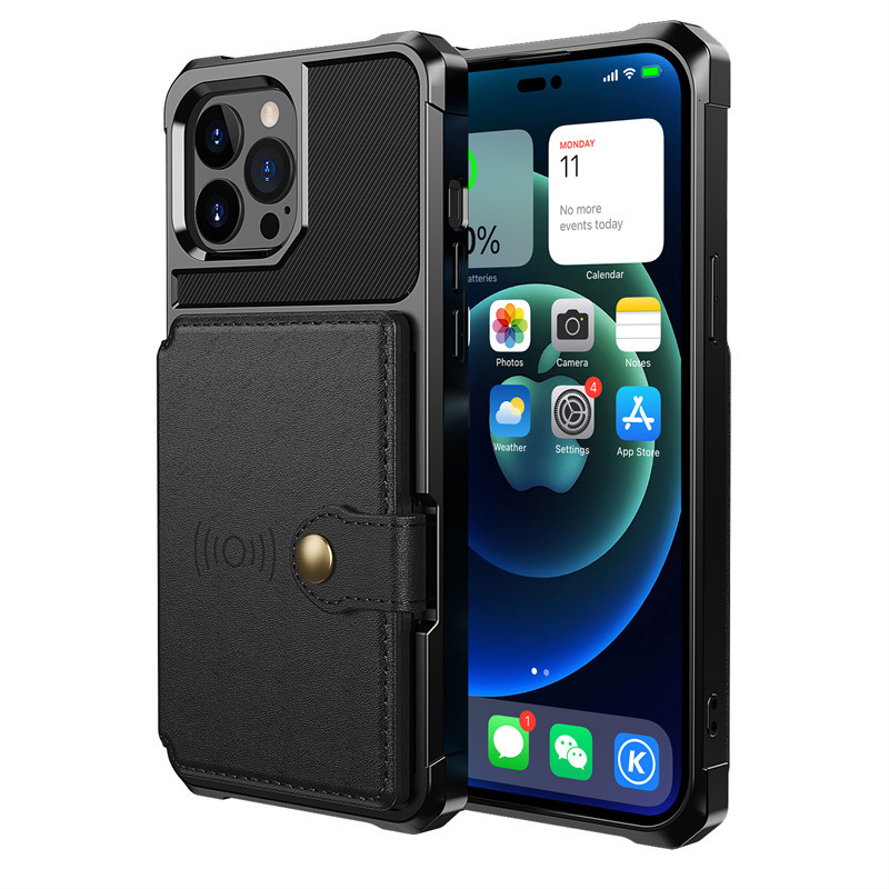 Suitable for New iPhone 14 Pro Car Mount Magnetic Card Holder Phone Case IP14 Plus Shockproof Protective Cover ddmythur