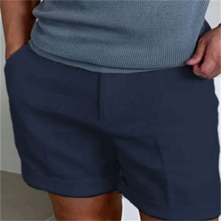 Mens Linen Oblique Pocket Solid Color Comfortable Breathable Sports Outdoor Daily Shorts 250704
