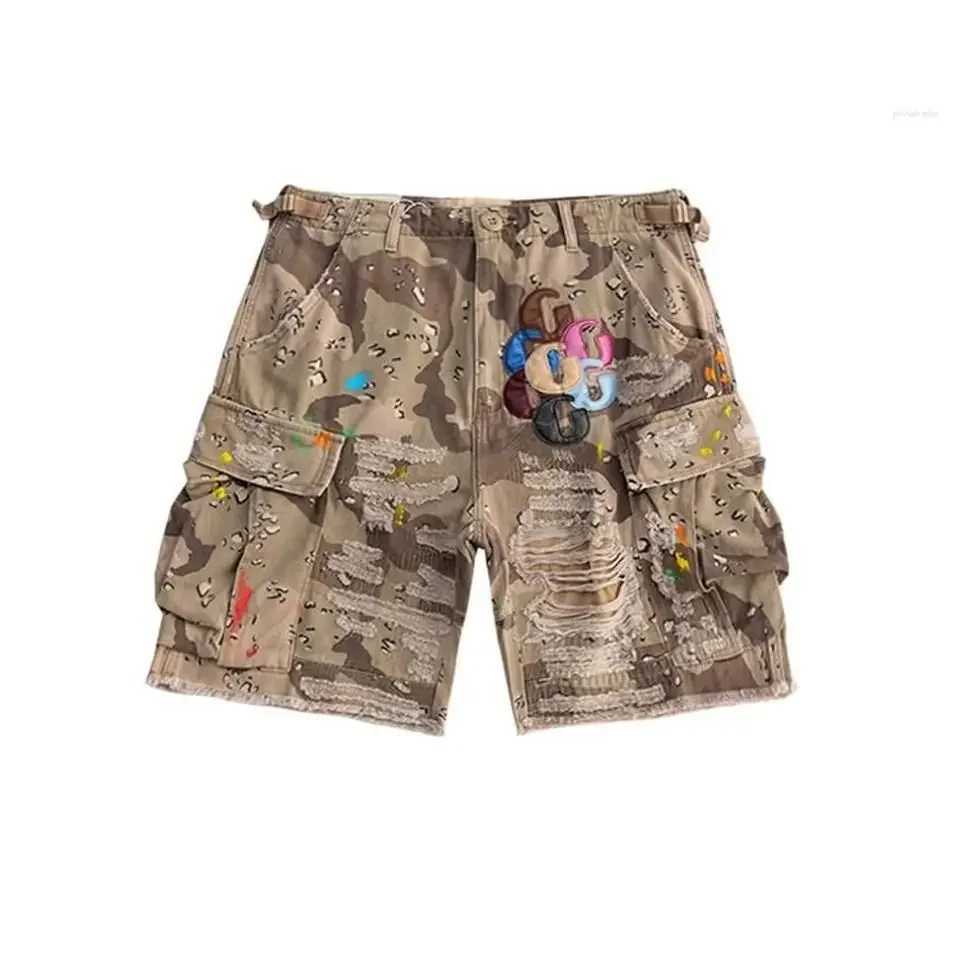 Men Summer Calf Length Ripped Jeans are not defective High Street Hipster Fashion Embroidered Shorts z250705KZUN